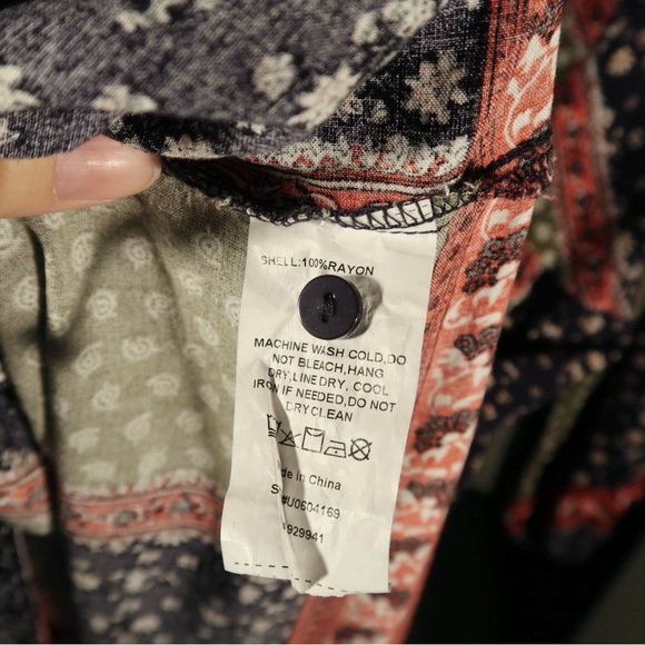 Suzanne Betro Boho Long Sleeve V- Neck Dress size 2X Mixed Pattern Fall Dress - Picture 6 of 7